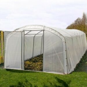 Serre tunnel de jardin à pieds droits et bâche horticole – largeur 3.00 m