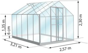 Serre Carvi – 8.10 m² – En verre avec embase